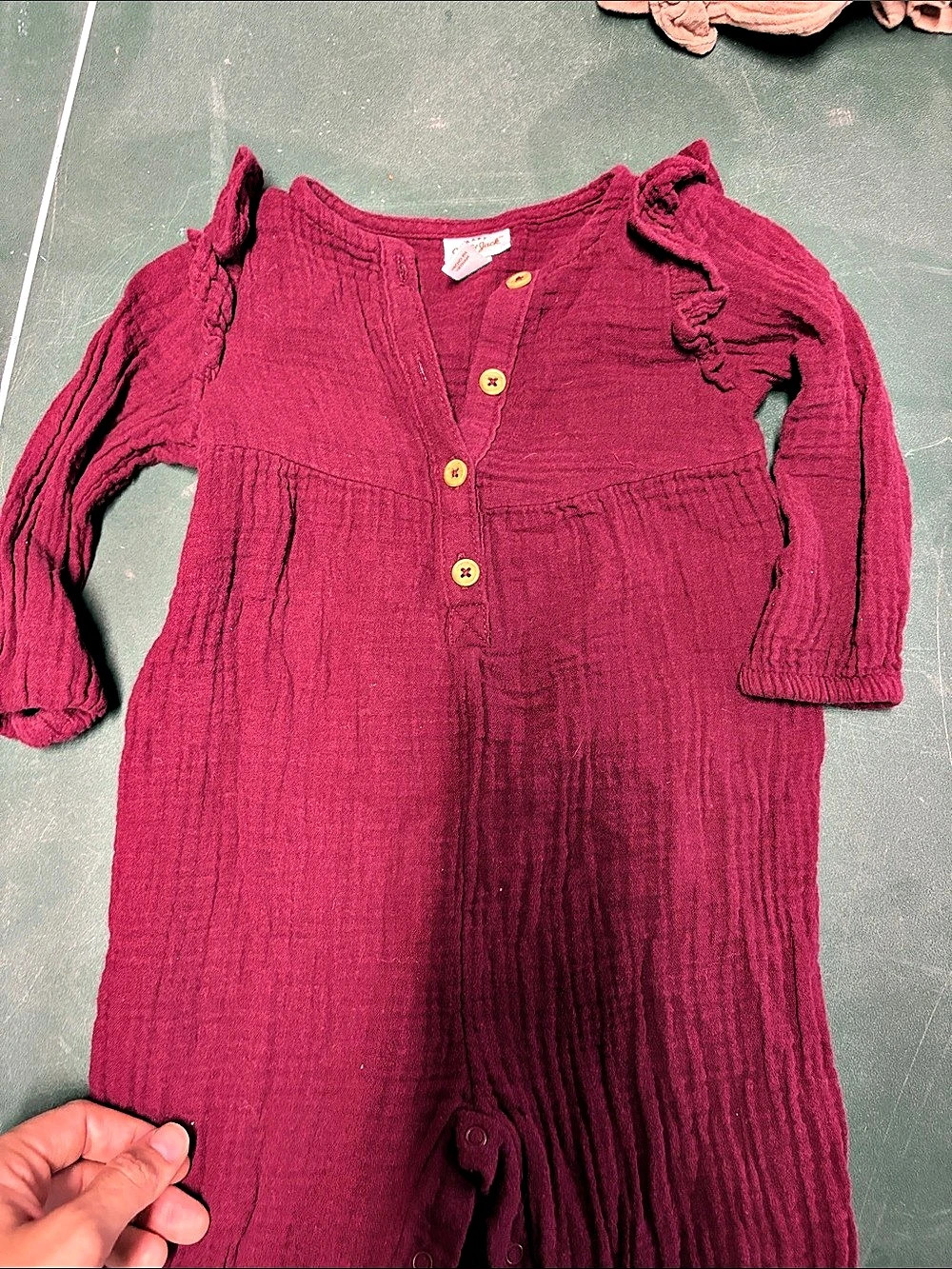 Cat & Jack Baby Girls Burgundy Gauze Romper Pink 18M